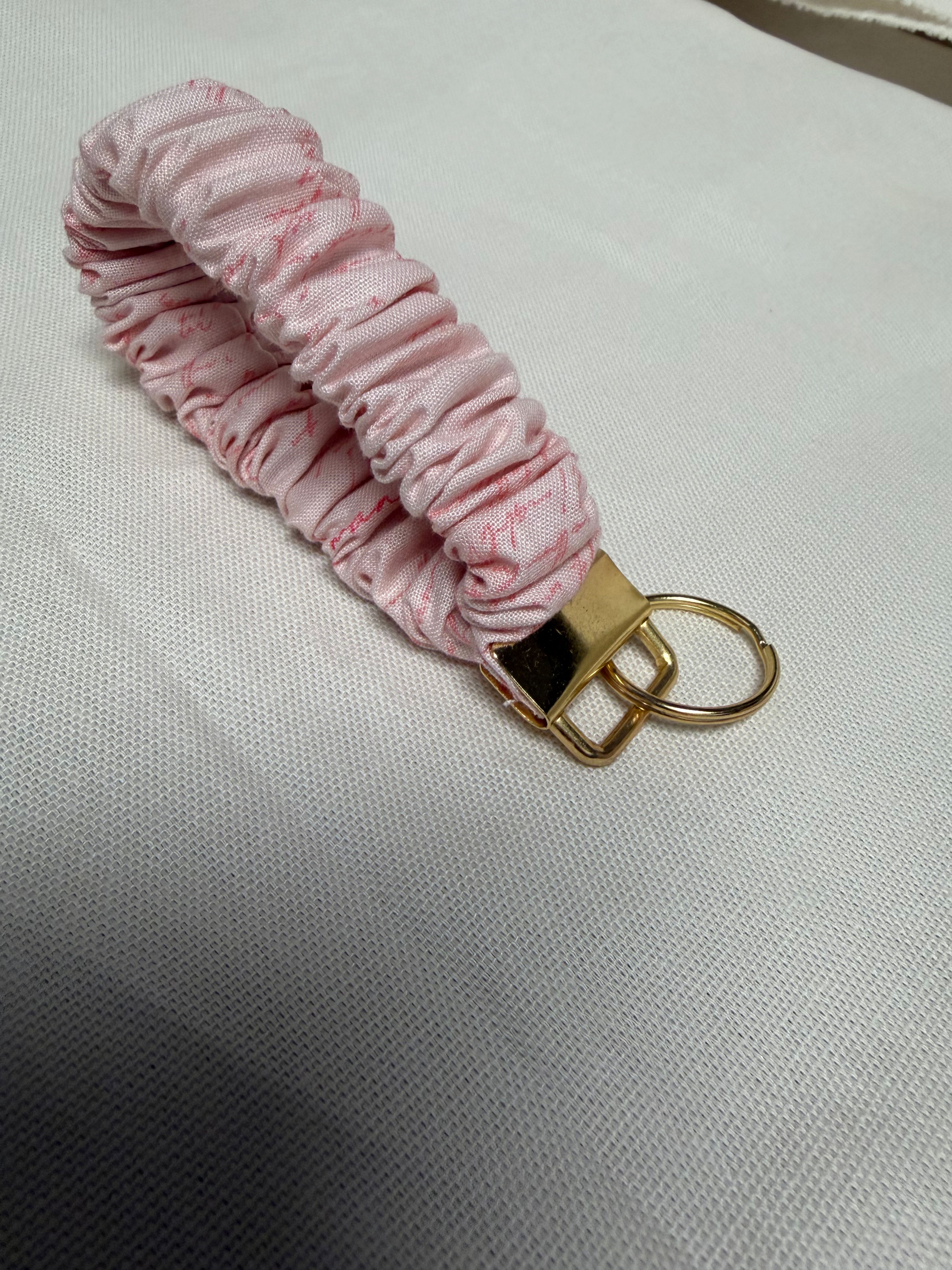 Blush Pink Scrunchie Keychain Wristlet