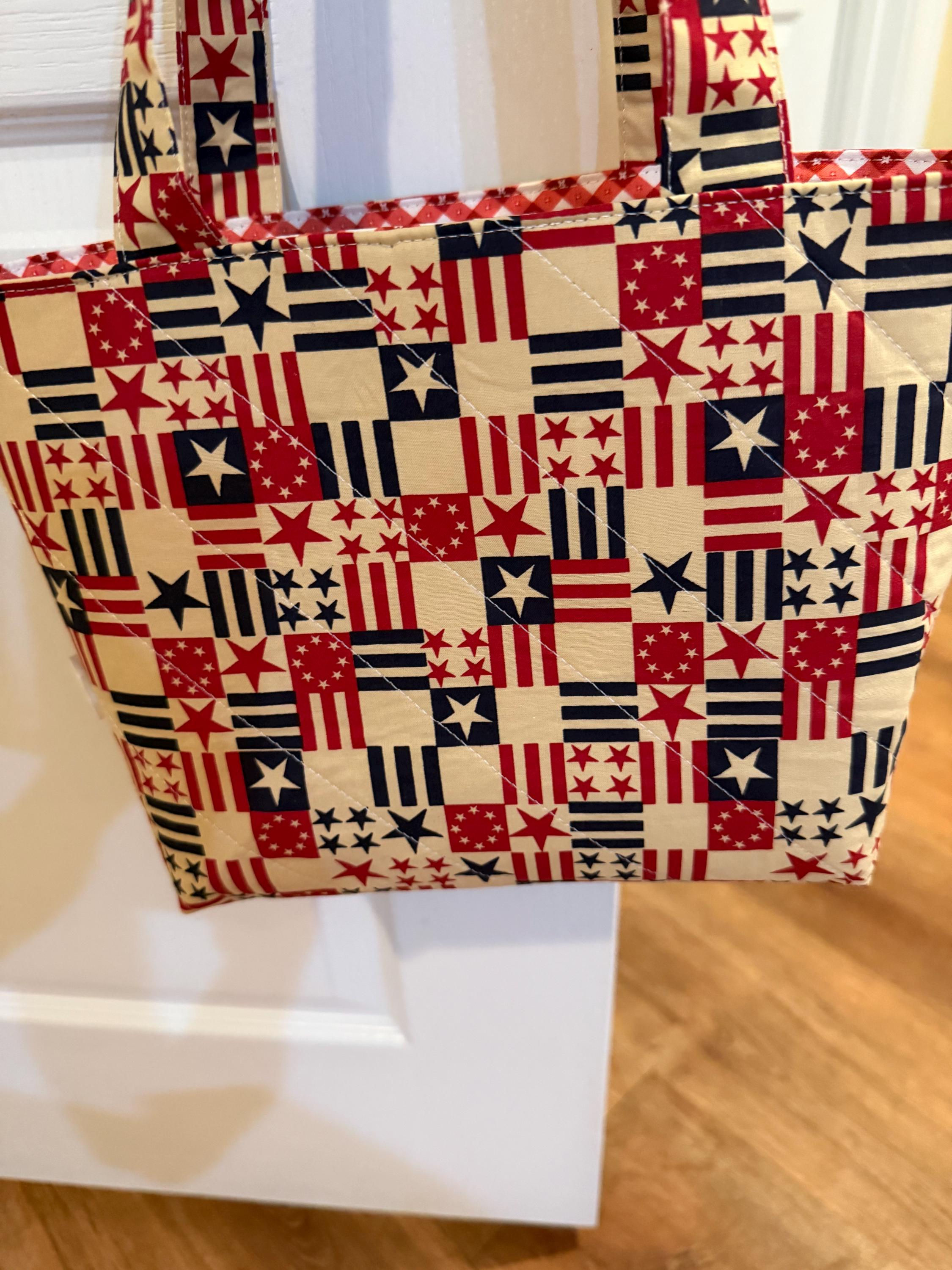 Handmade quilted Independence Day Tote 10 x 8