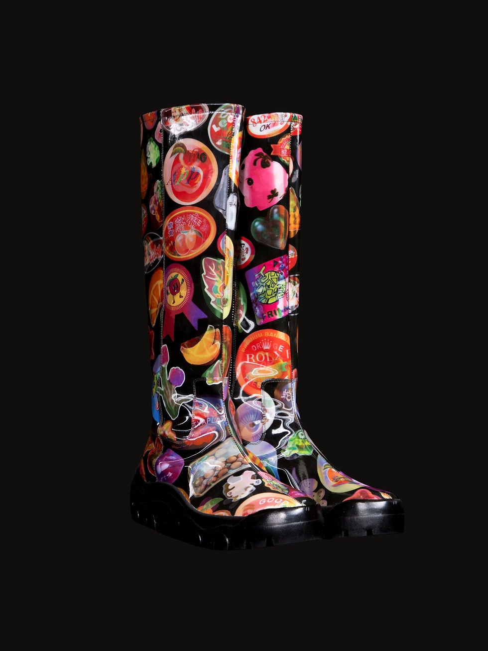 Thumbnail: Fruit Sticker Lenticular Knee Boots