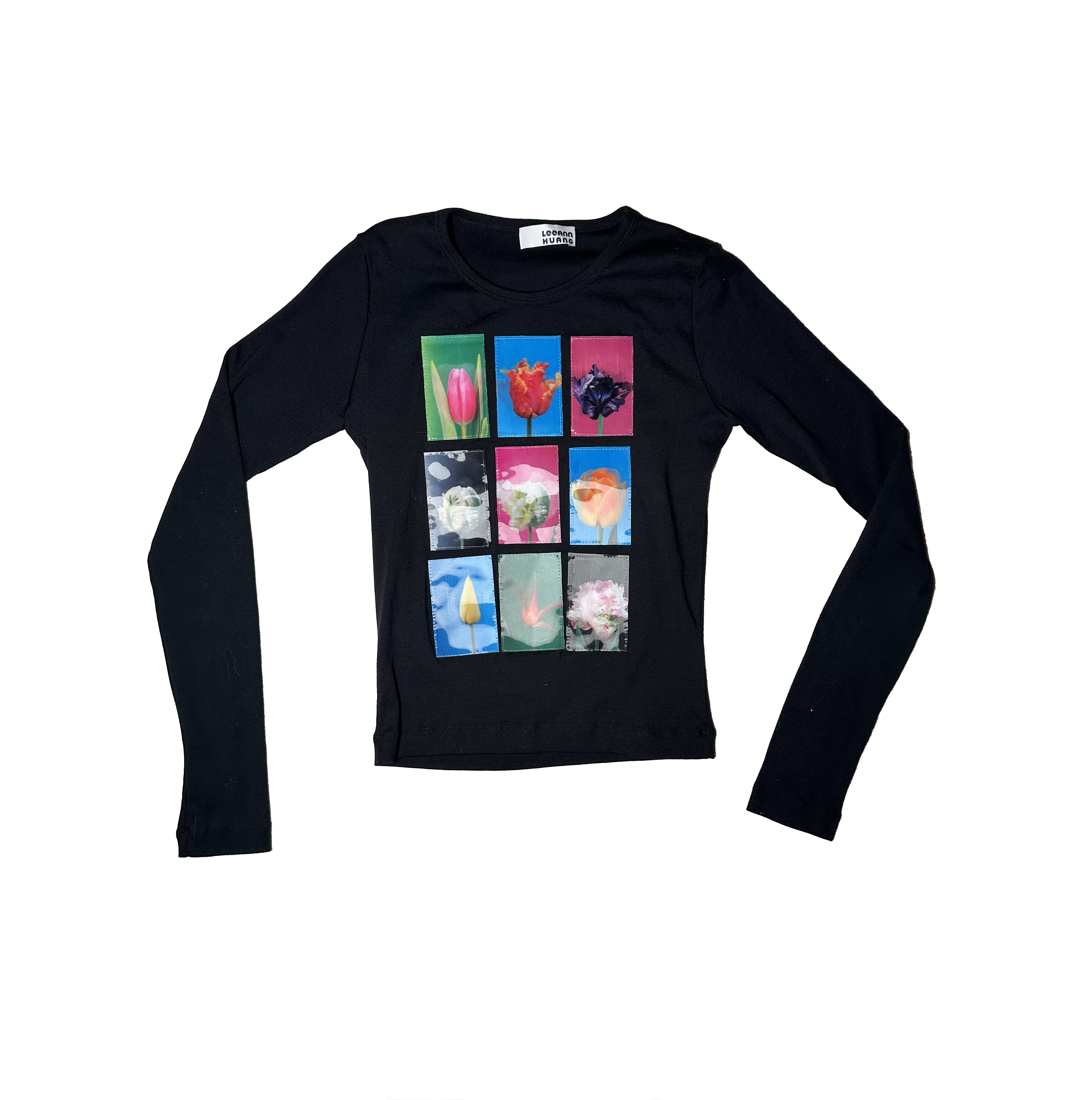 Tulip Bloom Patch Black Long Sleeve Tee - Pre-Order for August 2026 Delivery
