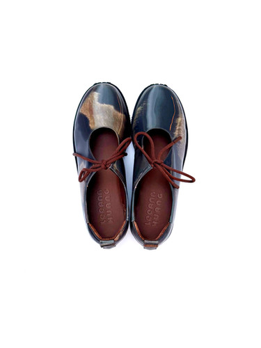 Lenticular Mary Janes in Gray Cow | Leeann Huang