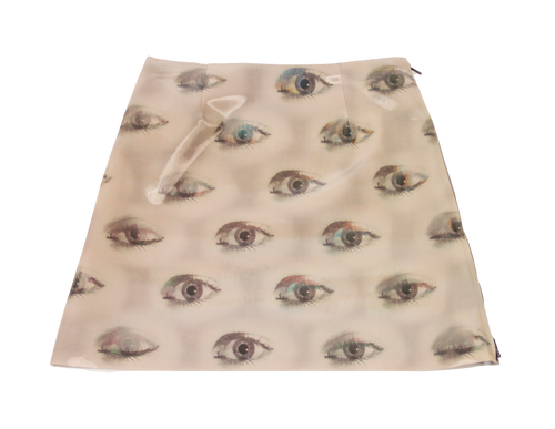 Beige Blinking Eye Mini Skirt | leeann-huang