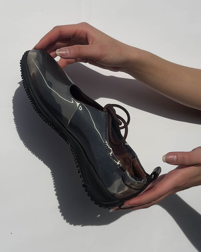 Lenticular Mary Janes in Gray Cow | Leeann Huang