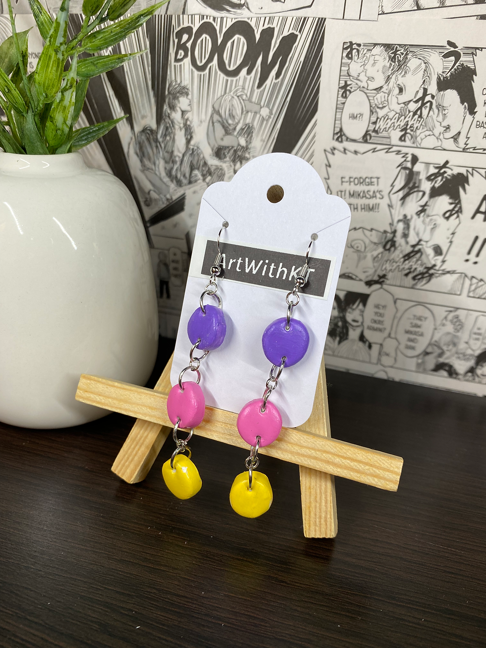 Thumbnail: Purple, Pink, & Yellow Circle Earrings