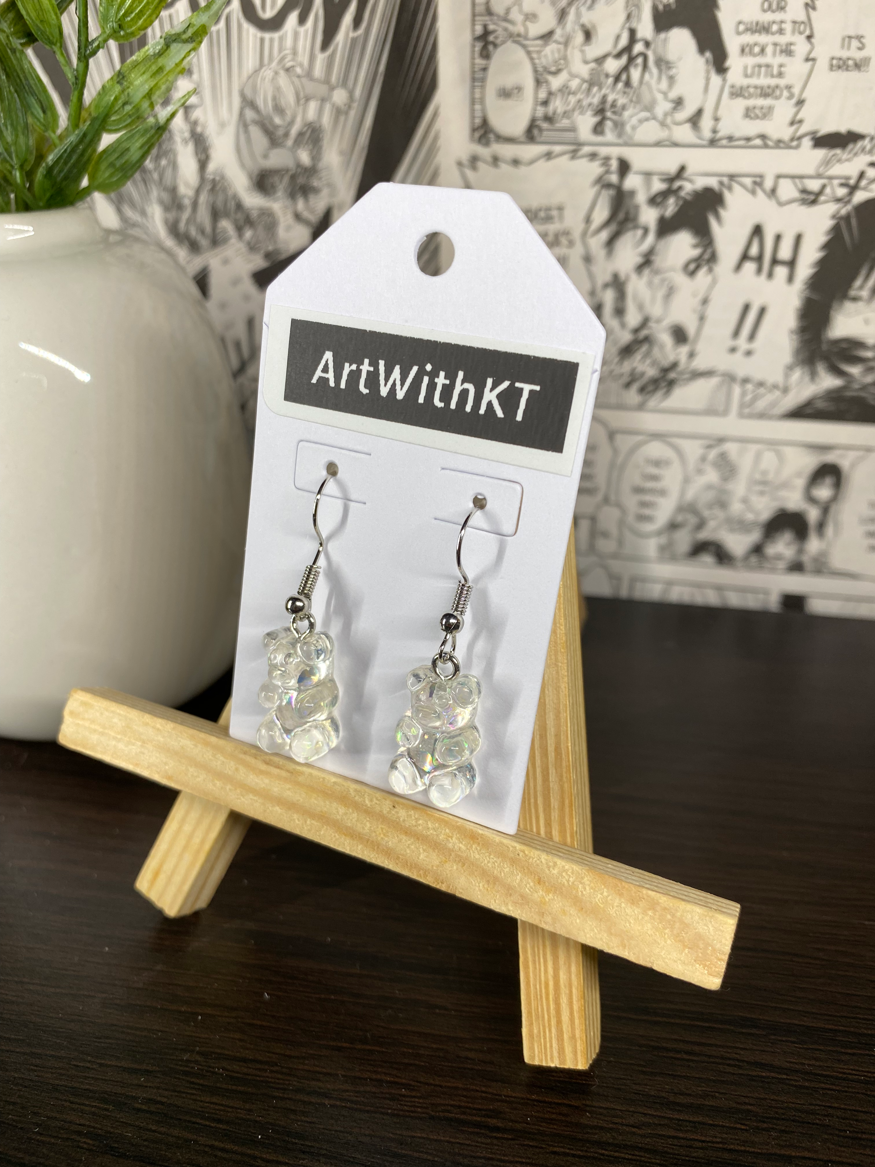 Clear Gummy Bear Earrings with Sparkles