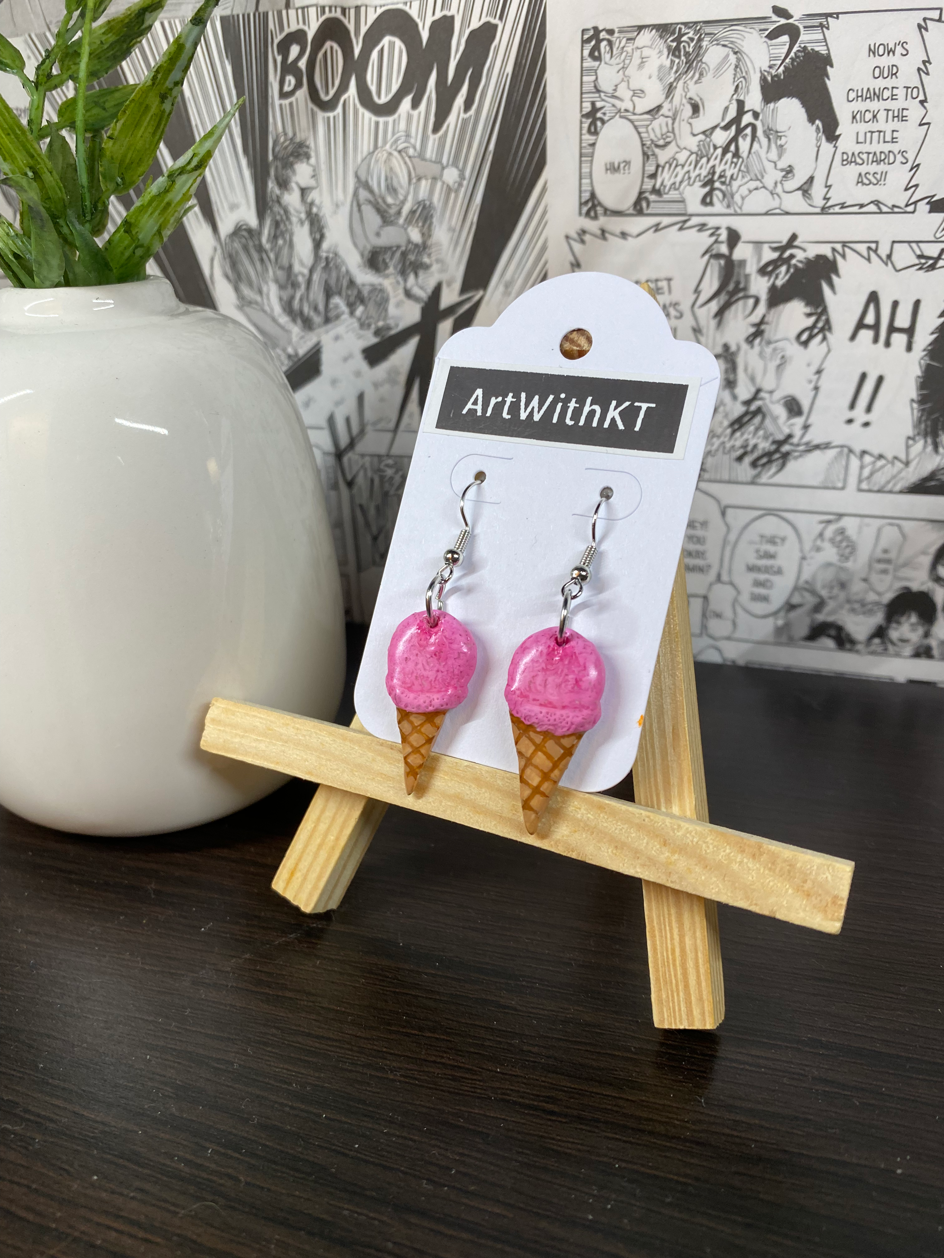 Strawberry Ice Cream Earrings
