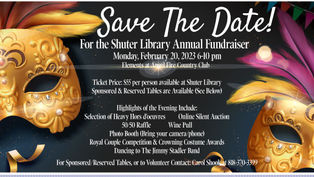 Save The Date for the Shuter Library Mardi Gras Banquet!