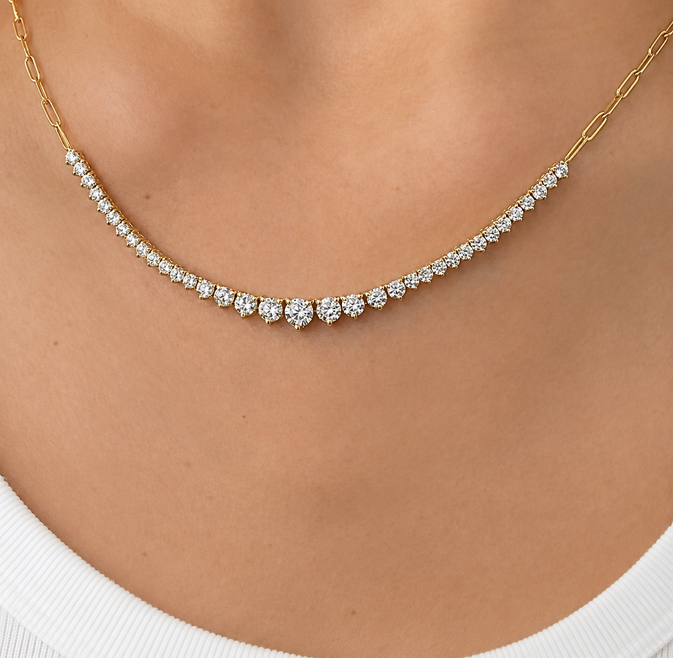 Thumbnail: Paperclip Chain & Rivieara Diamond Tennis Necklace 3 prong