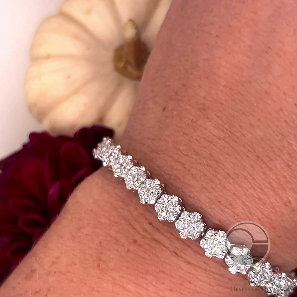 Thumbnail: Diamond Flower Cluster Link Bracelet