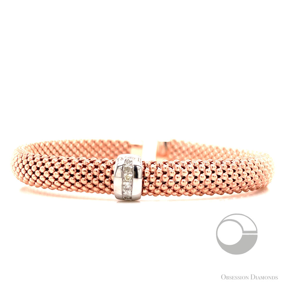 Thumbnail: 18KT Gold Vermeil Diamond Mesh Cuff