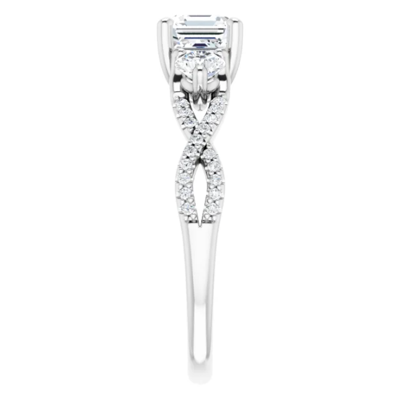 Thumbnail: Infinity Three Stone Mounting with Asscher Center