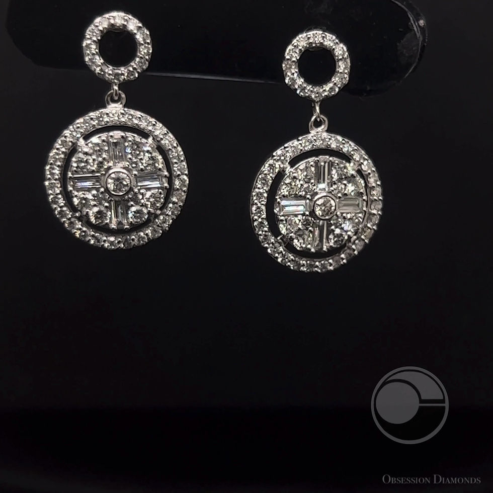 Thumbnail: Composite Diamond Circle Drop Earrings