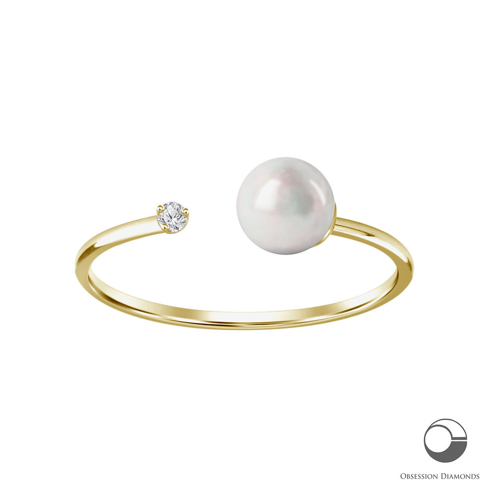 Thumbnail: Pearl & Diamond Open Ring