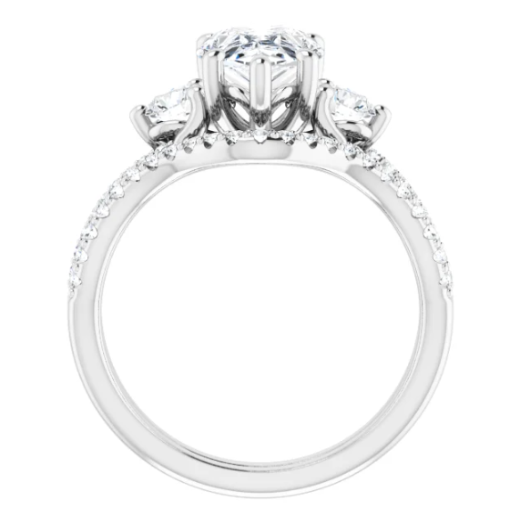 Thumbnail: Infinity Three Stone Mounting with Pear Center