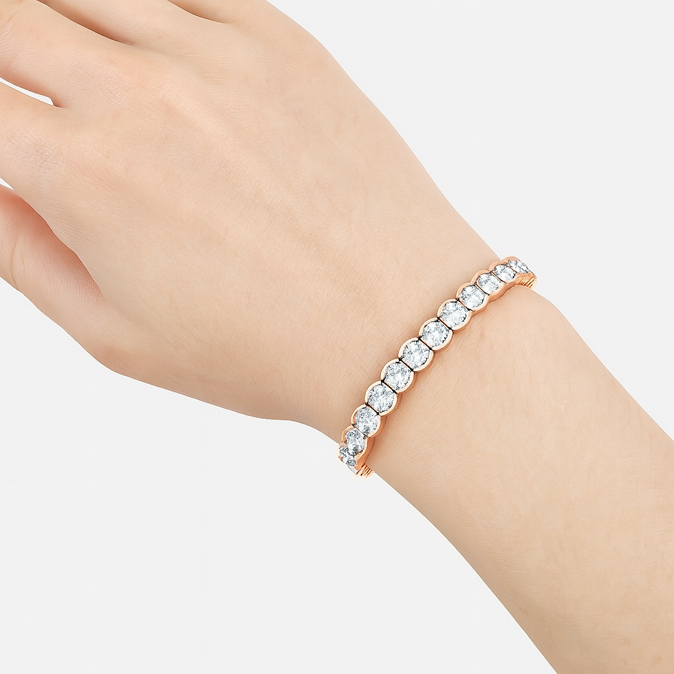 Thumbnail: Half Bezel Set Round Lab Diamond Tennis Bracelet