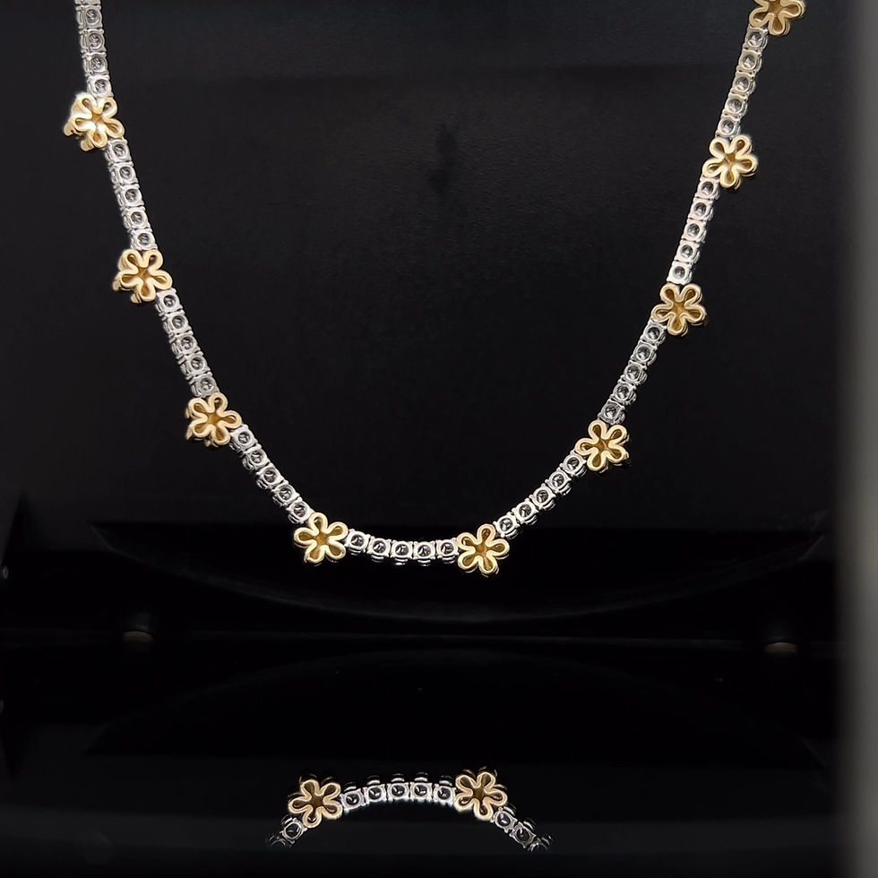 Thumbnail: Flower Accented Diamond Tennis Necklace