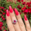 Thumbnail: Oval Ruby & Diamond Halo Ring