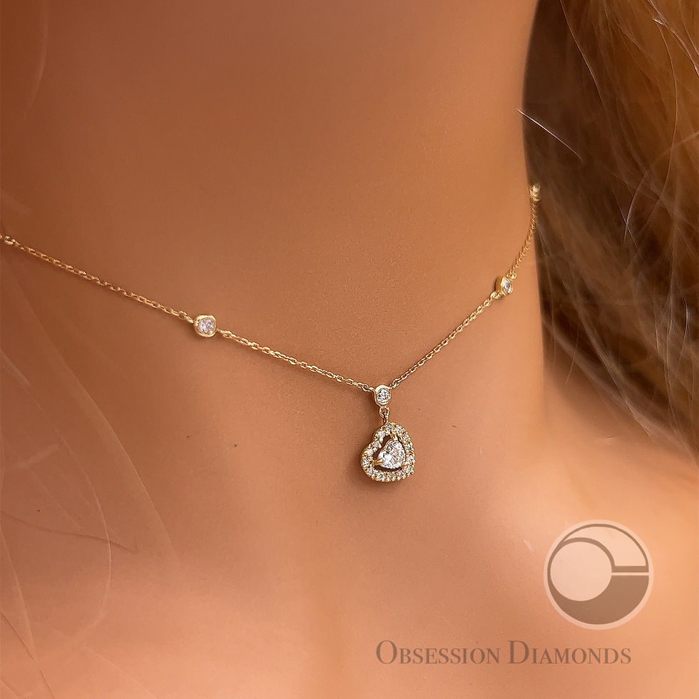 Thumbnail: Halo Diamond Heart Station Necklace