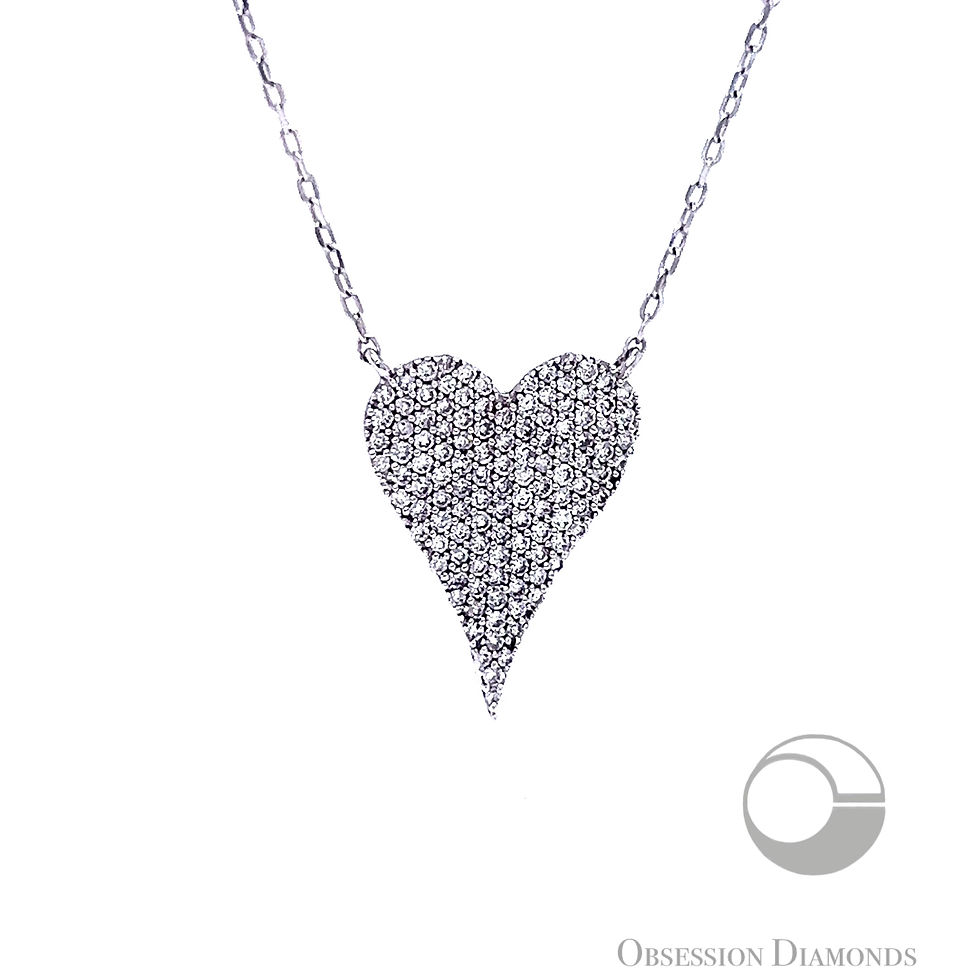 Thumbnail: Pavé Diamond Heart Necklace Medium Size