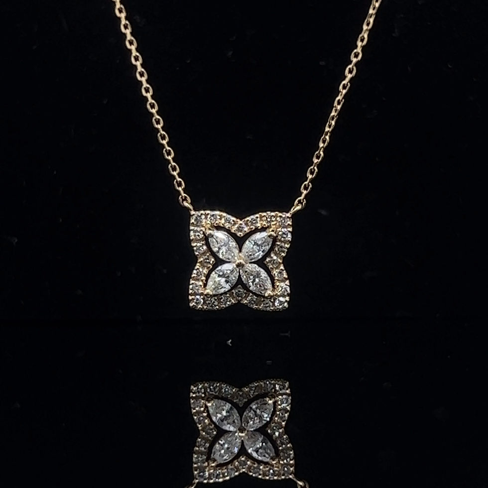 Thumbnail: Marquise Flower Diamond Open Frame Pendant