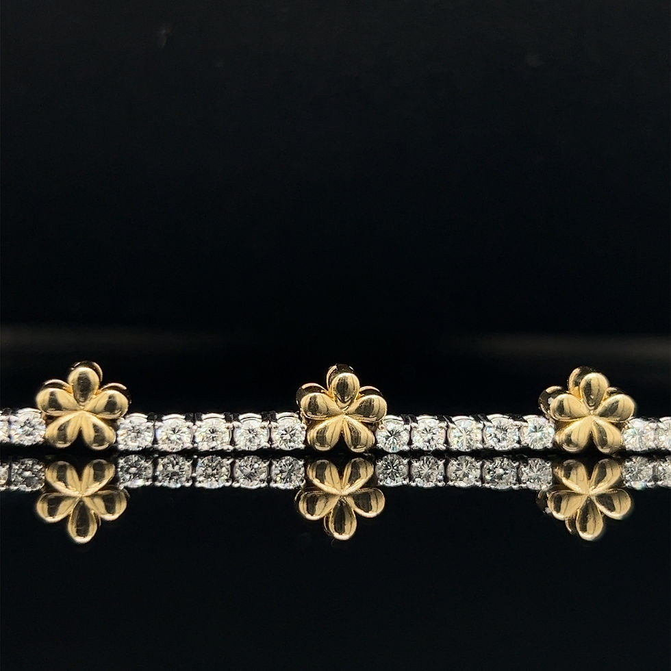 Thumbnail: Flower Accented Diamond Tennis Necklace