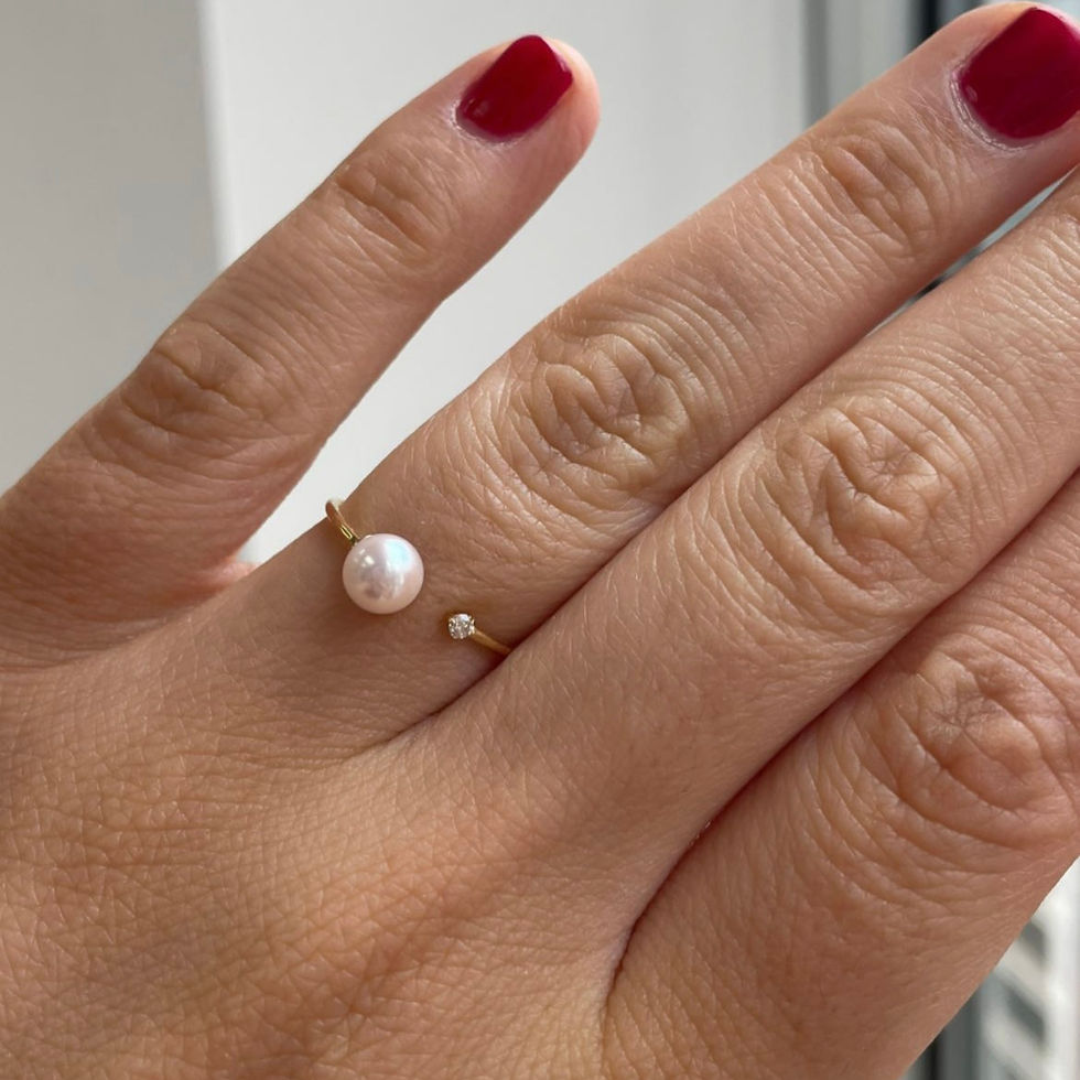 Thumbnail: Pearl & Diamond Open Ring