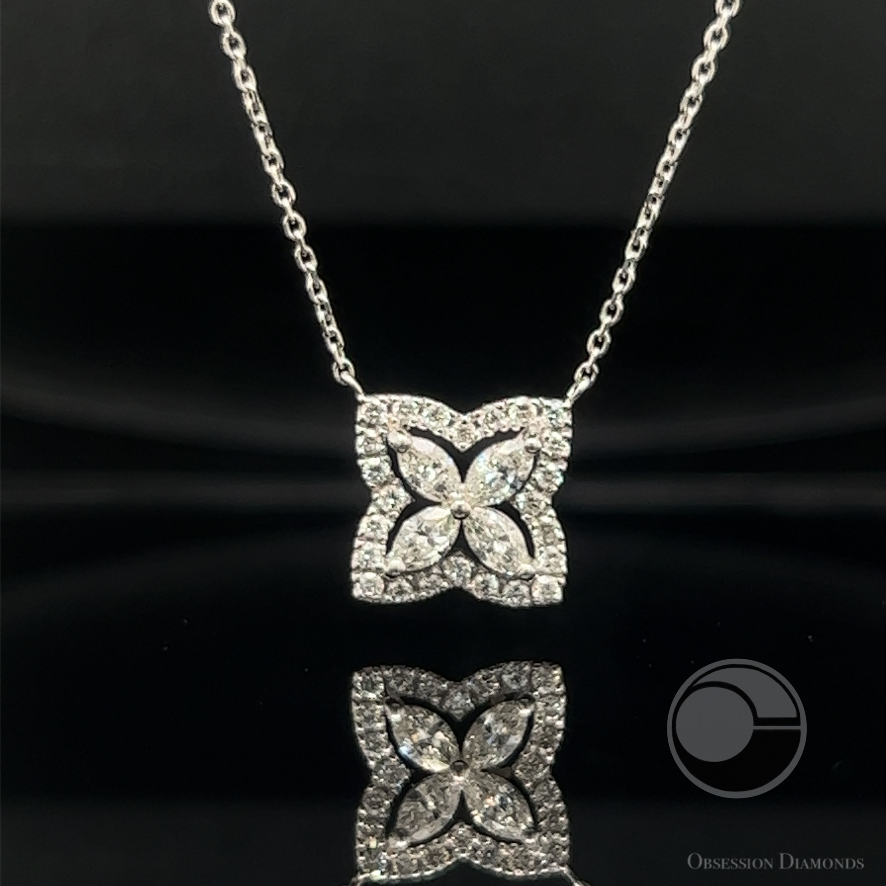 Marquise Flower Diamond Open Frame Pendant