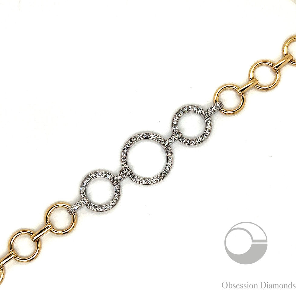 Thumbnail: Diamond Open Circle Two Tone Link Bracelet
