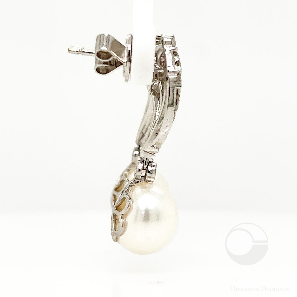 Thumbnail: Pearl and Diamond Drop Earrings
