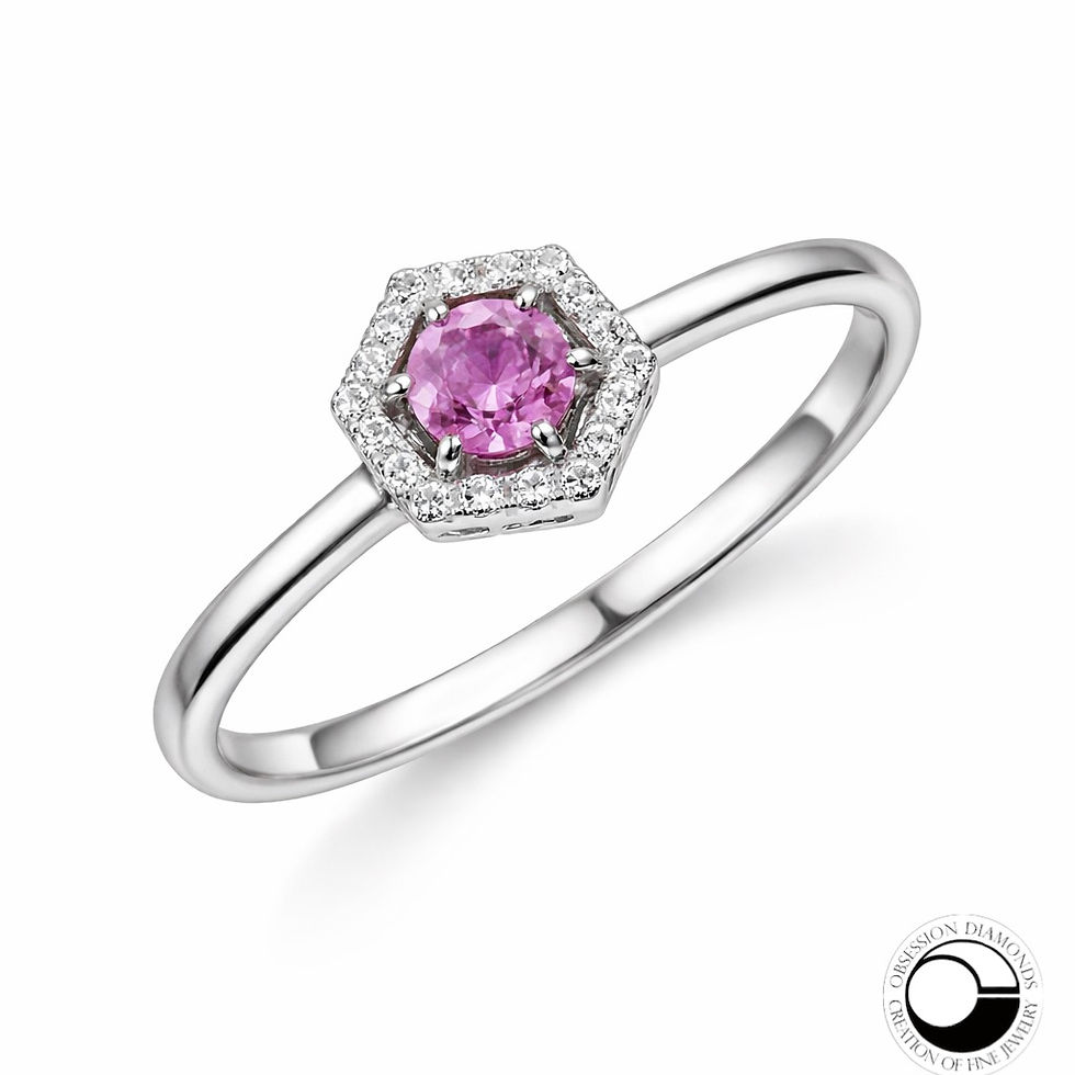 Thumbnail: Pink Sapphire Geometric Solitaire Ring
