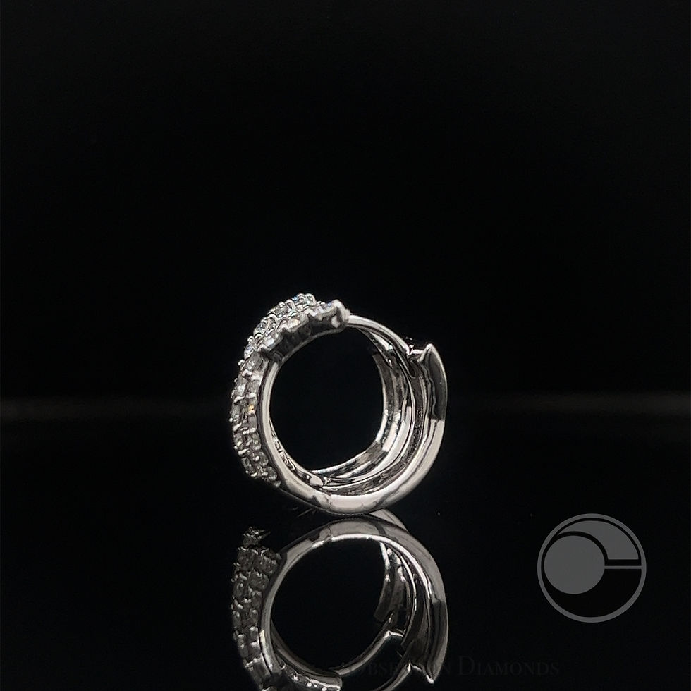 Thumbnail: Crossover Diamond Huggie Earrings