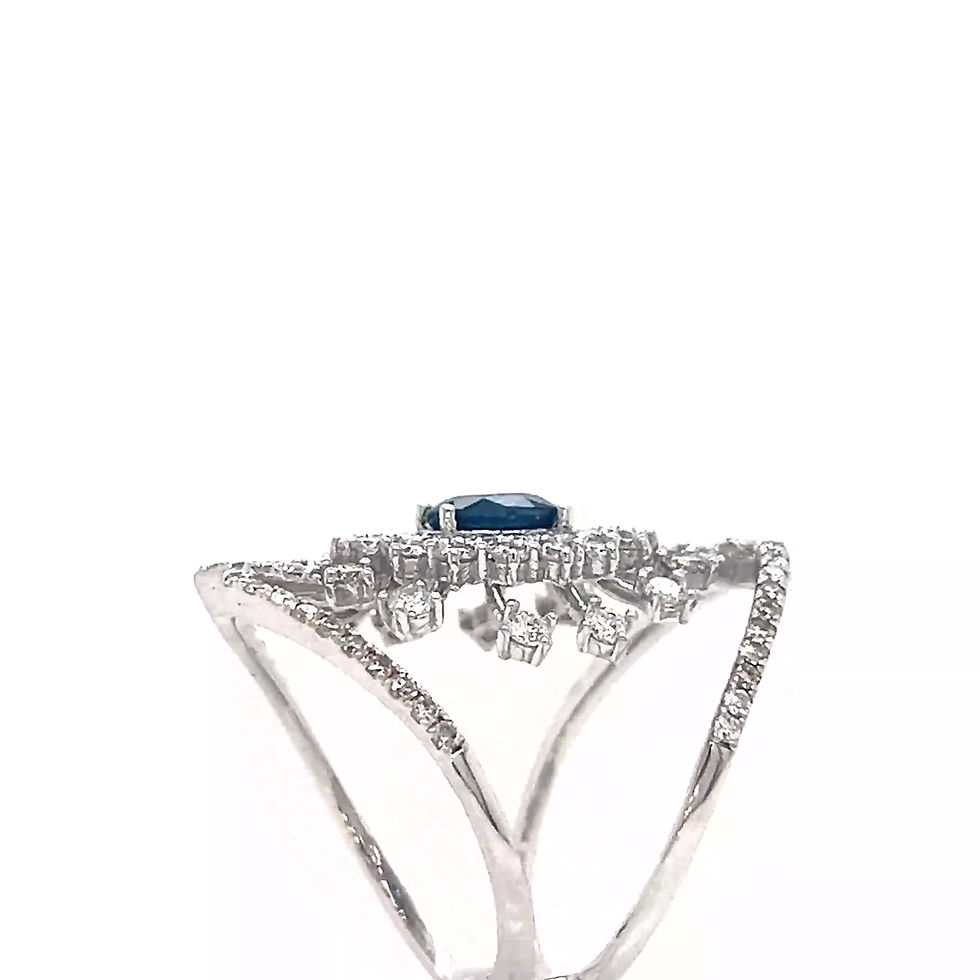 Thumbnail: Oval Sapphire and Diamond Starburst Frame Ring