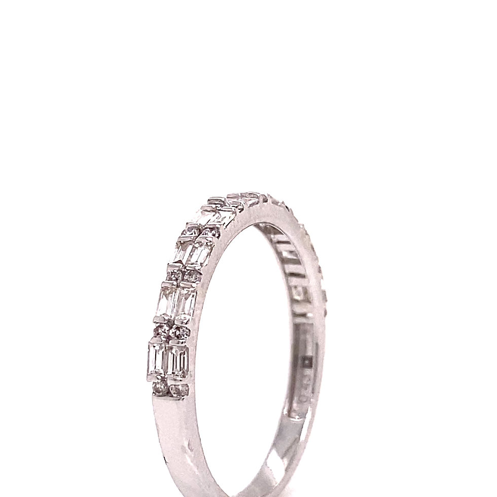 Thumbnail: East-West Two Row Baguette Diamond Half Way Band
