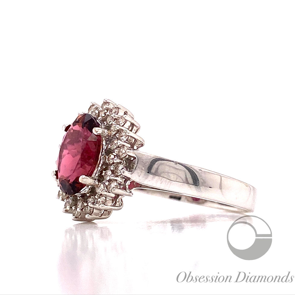 Thumbnail: Oval Shape Pink Tourmaline Diamond Halo Ring