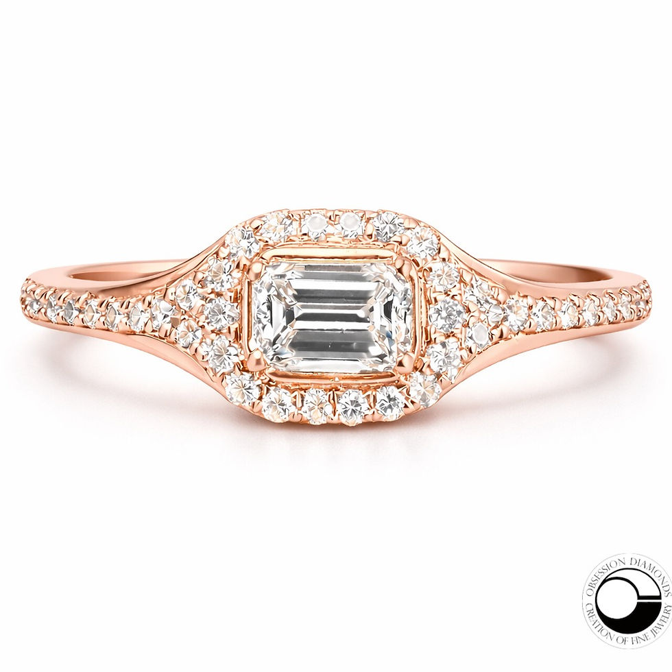 Thumbnail: Emerald Cut Diamond Signet Style Ring