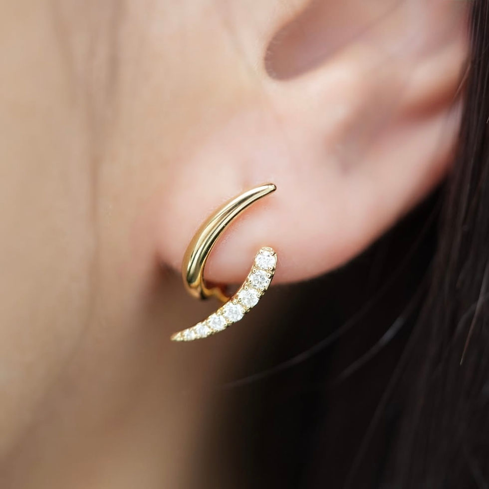 Thumbnail: Diamond Lined Curved J-Hoop Earrings