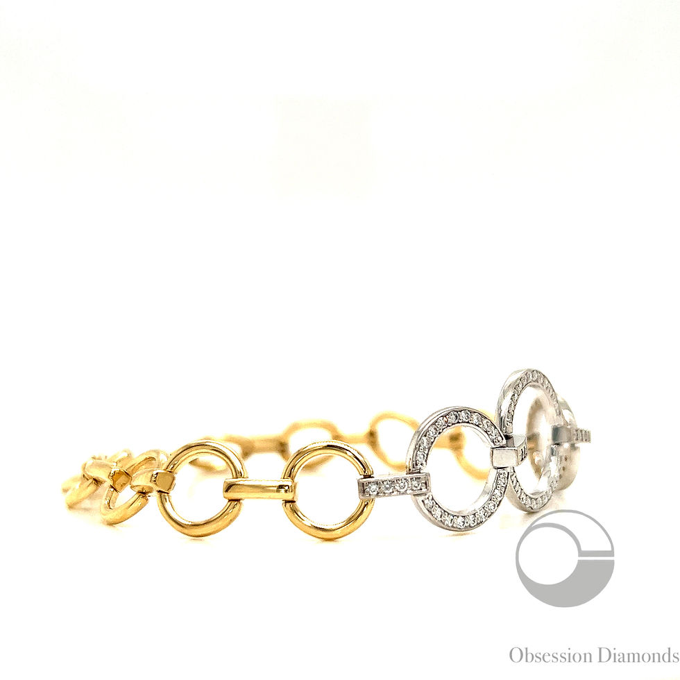 Thumbnail: Diamond Open Circle Two Tone Link Bracelet