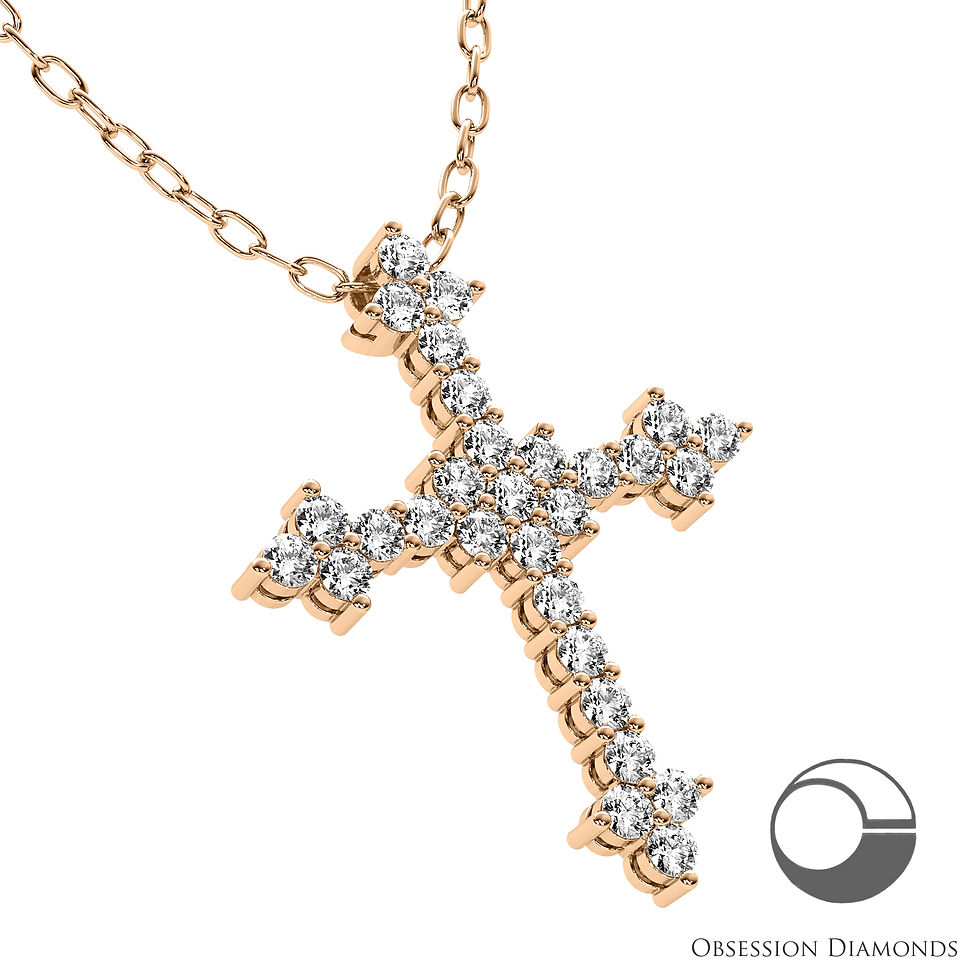 Thumbnail: 29 Stone Shared Prong Diamond Cross Pendant 2.90ct