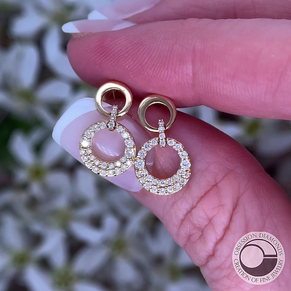 Thumbnail: Open Circle Diamond Drop Earrings