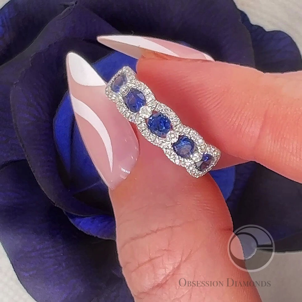 Thumbnail: Blue Sapphire and Diamond Five Stone Ring