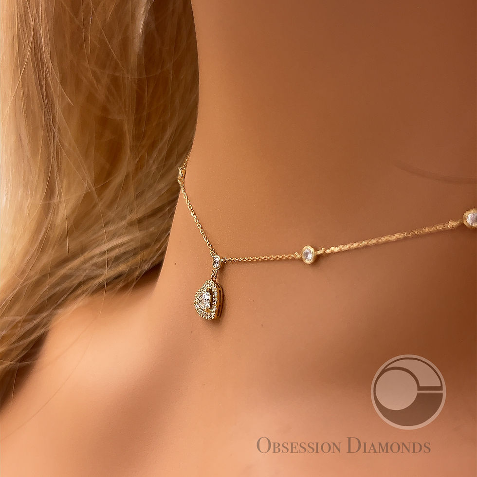 Thumbnail: Halo Diamond Heart Station Necklace