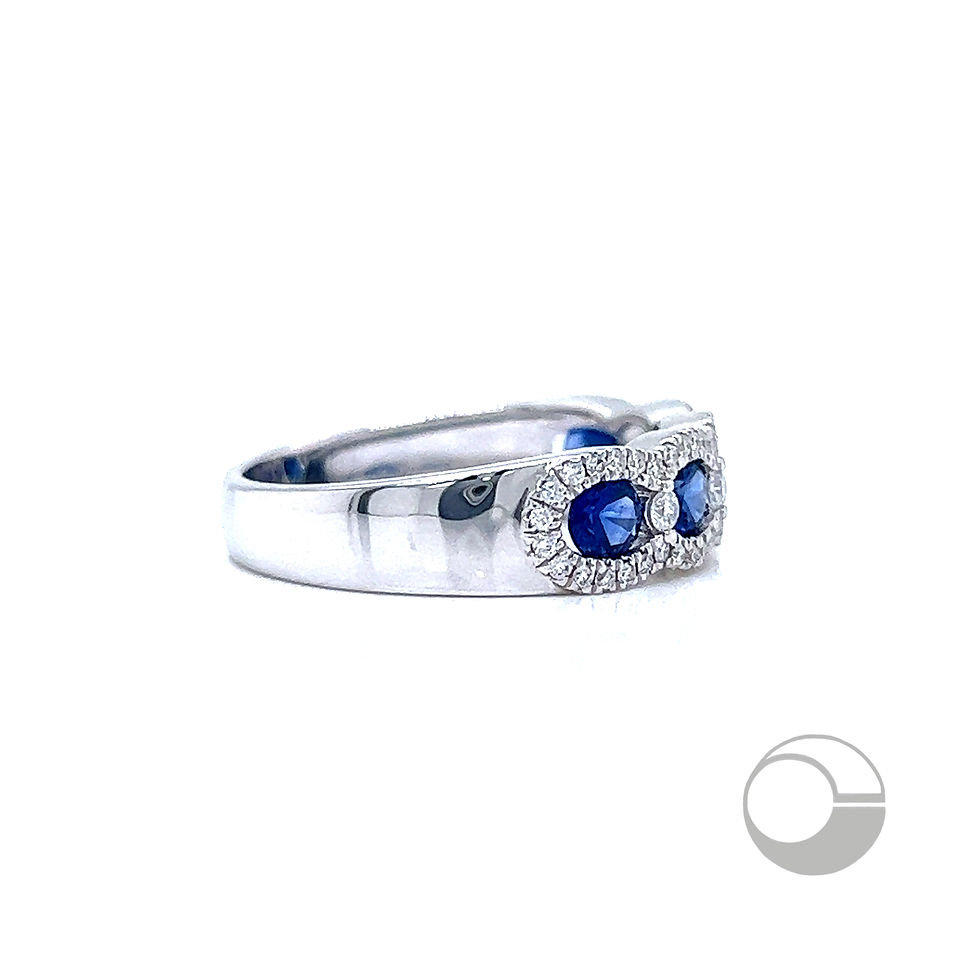 Thumbnail: Blue Sapphire and Diamond Five Stone Ring