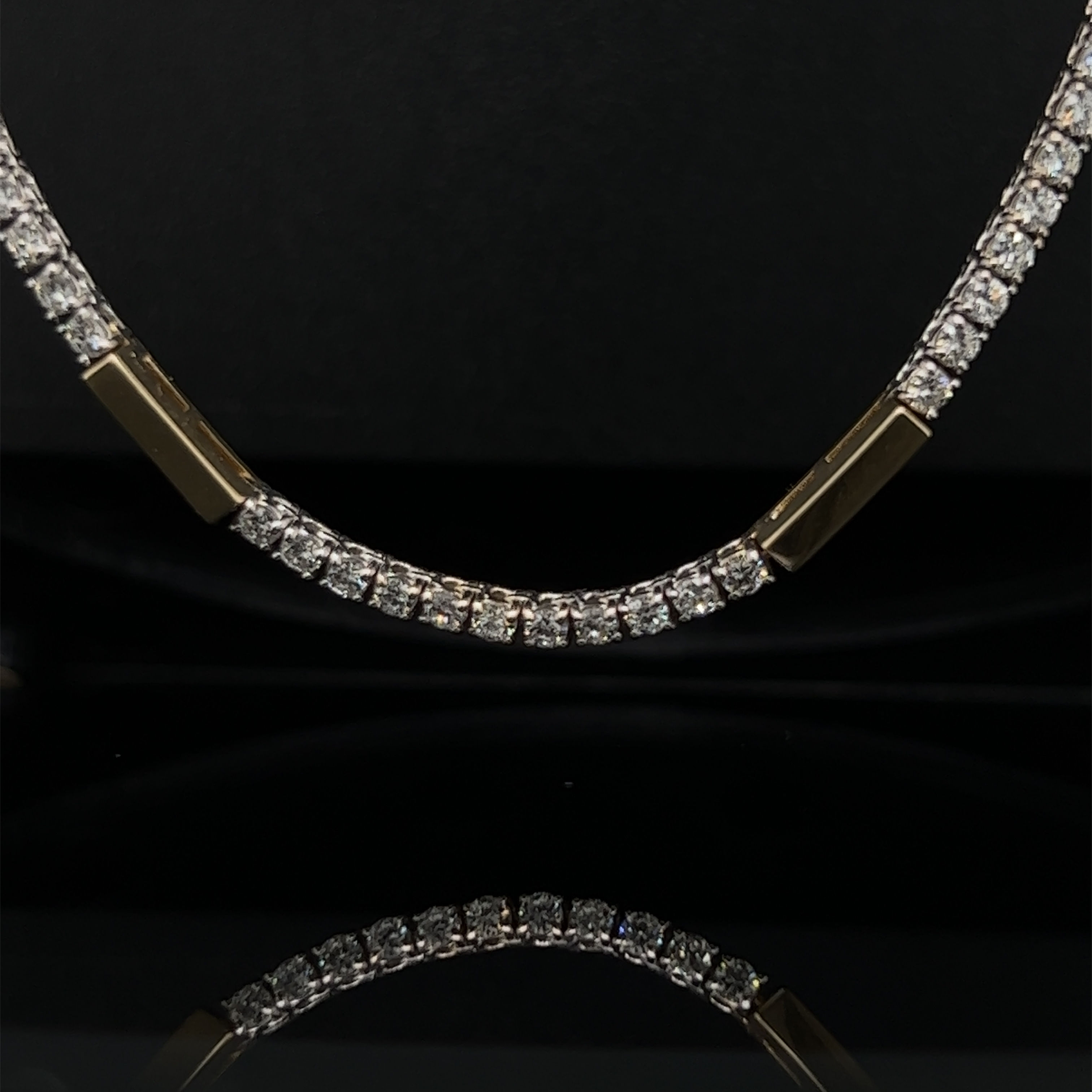 Gold bar accented Diamond Tennis Necklace