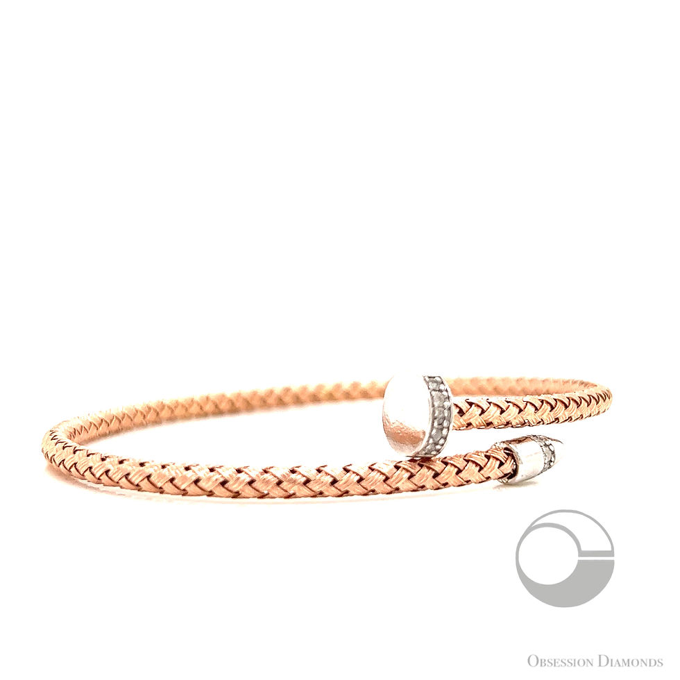 Thumbnail: 18KT Gold Vermeil Diamond Nail Mesh Bracelet