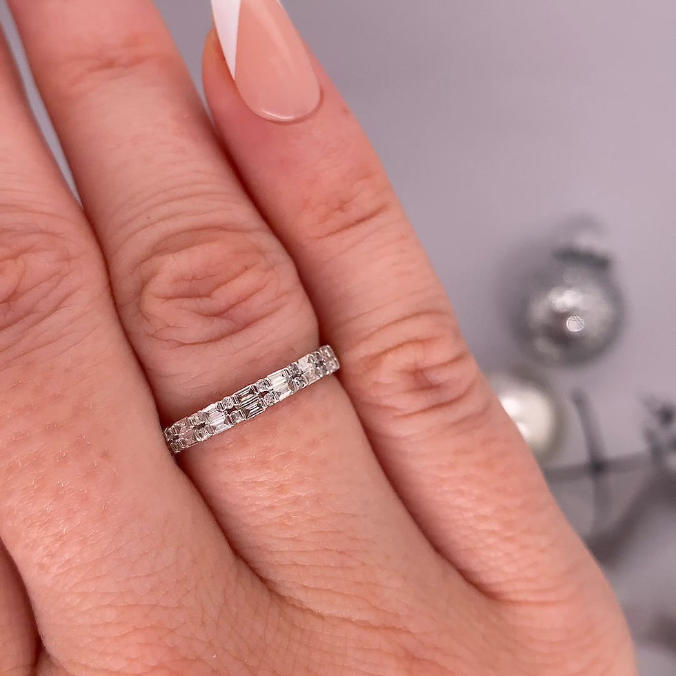 Thumbnail: East-West Two Row Baguette Diamond Half Way Band
