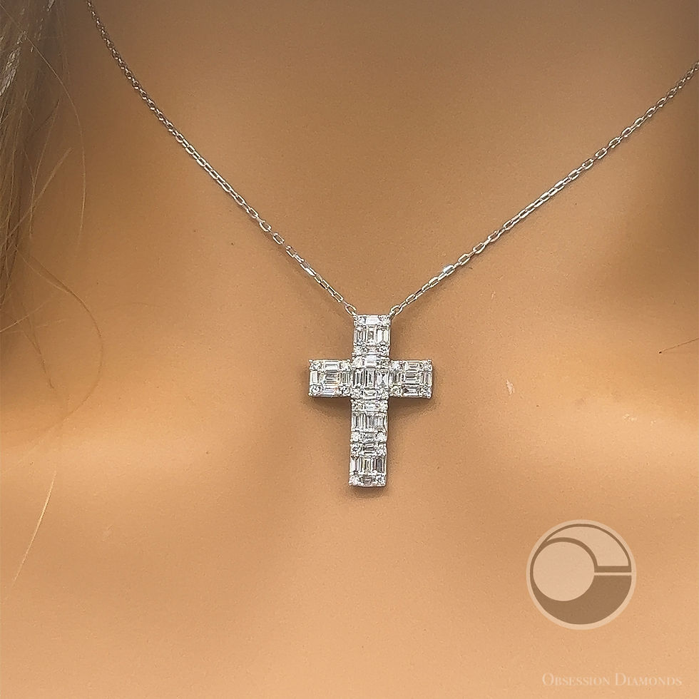 Thumbnail: Baguette Diamond Cross Pendant