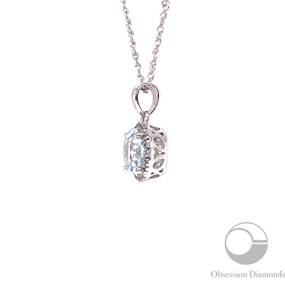 Thumbnail: Aquamarine and Diamond Halo Pendant