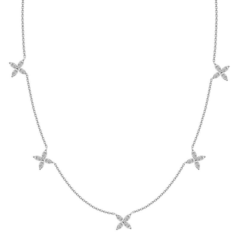 Thumbnail: Four Petal Flower Station Necklace