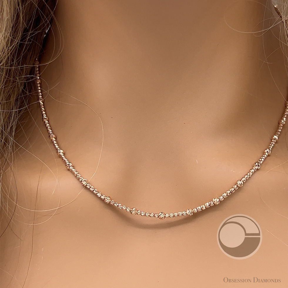 Thumbnail: Diamond Cut Gold Bead Chain Necklace