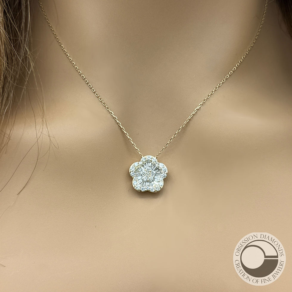 Thumbnail: Diamond Scalloped Frame Flower Pendant